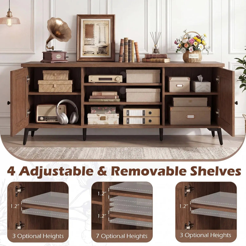 2-Door TV Stand for TVs up to 65 Inch Mid Century Modern Entertainment Center by DirectDeals