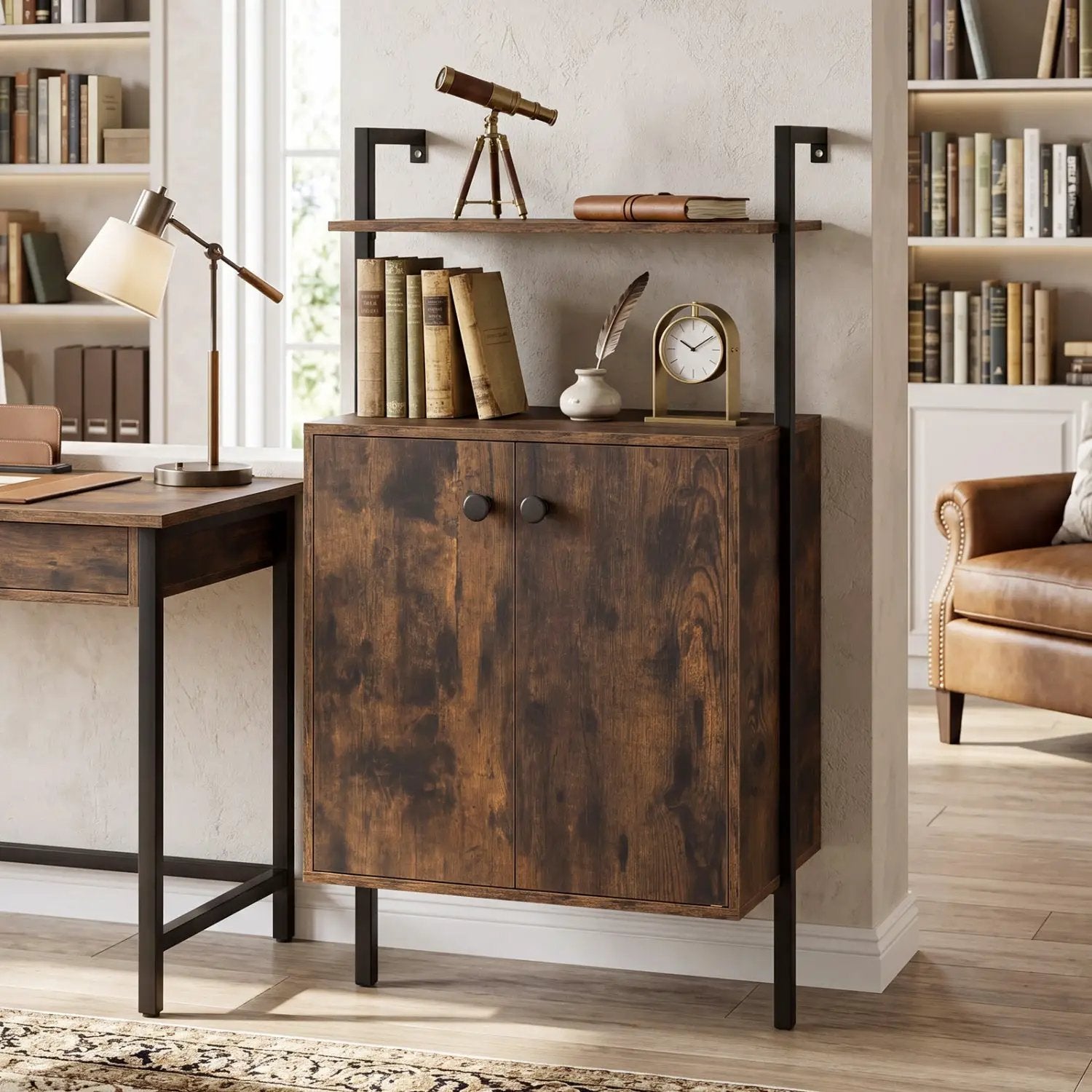 2-Door Wall Mount Bookshelf with Storage Cabinet by DirectDeals