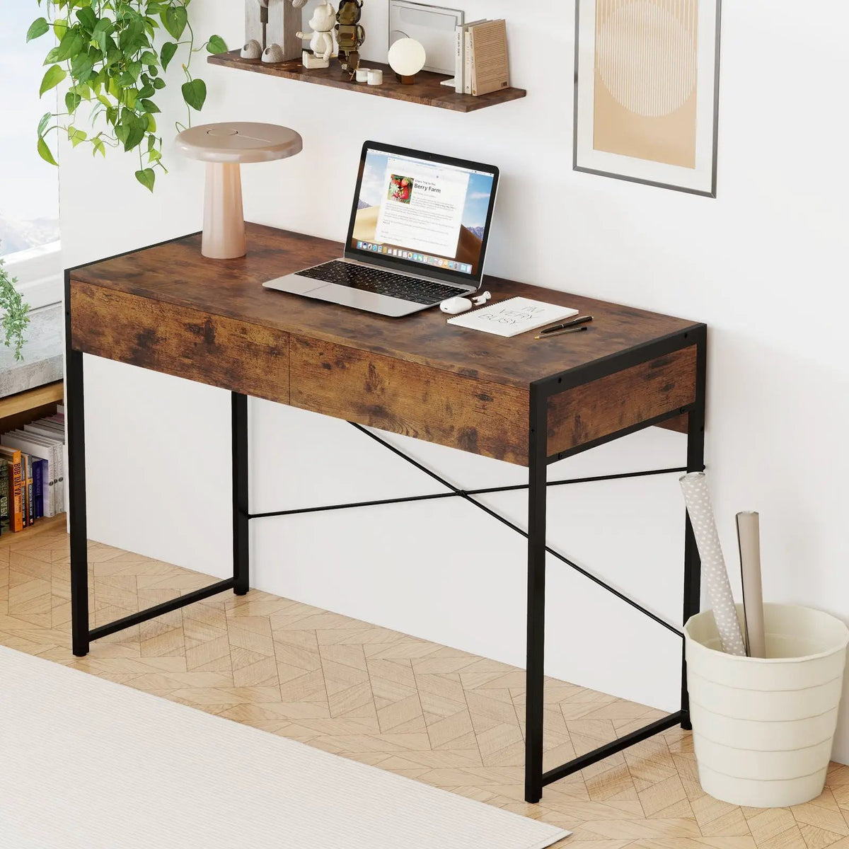 2-Drawer Home Office Desk with Steel Frame by DirectDeals