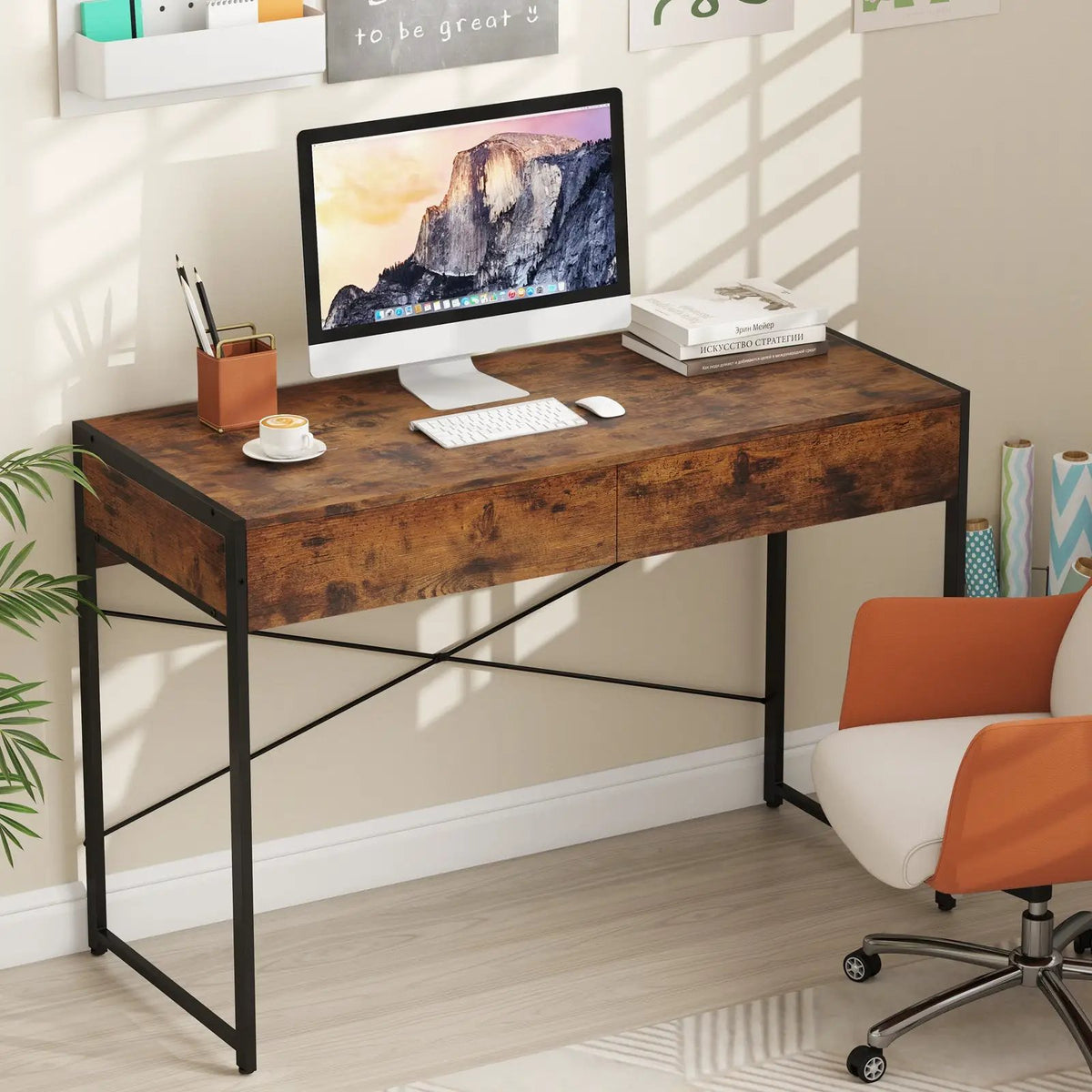 2-Drawer Home Office Desk with Steel Frame by DirectDeals