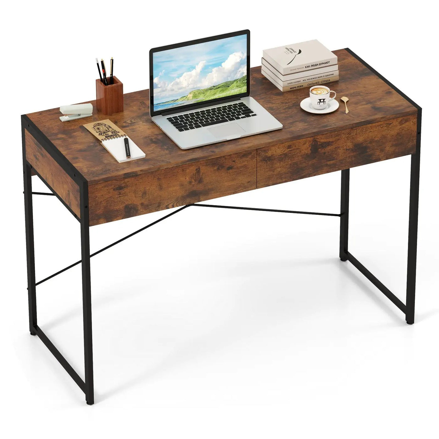 2-Drawer Home Office Desk with Steel Frame by DirectDeals