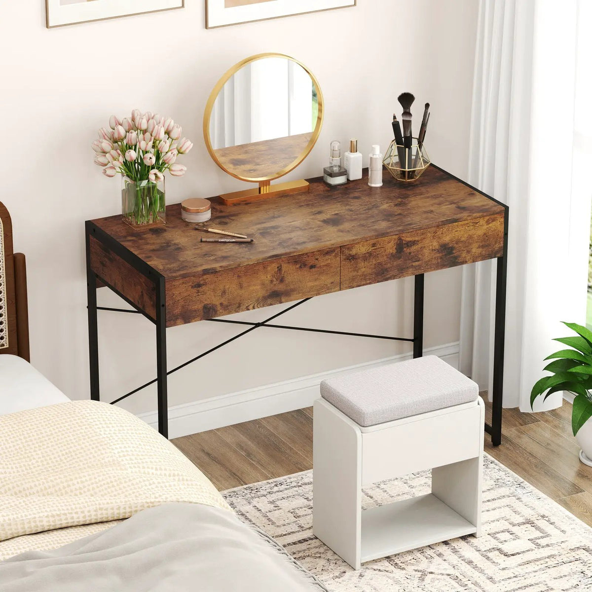2-Drawer Home Office Desk with Steel Frame by DirectDeals