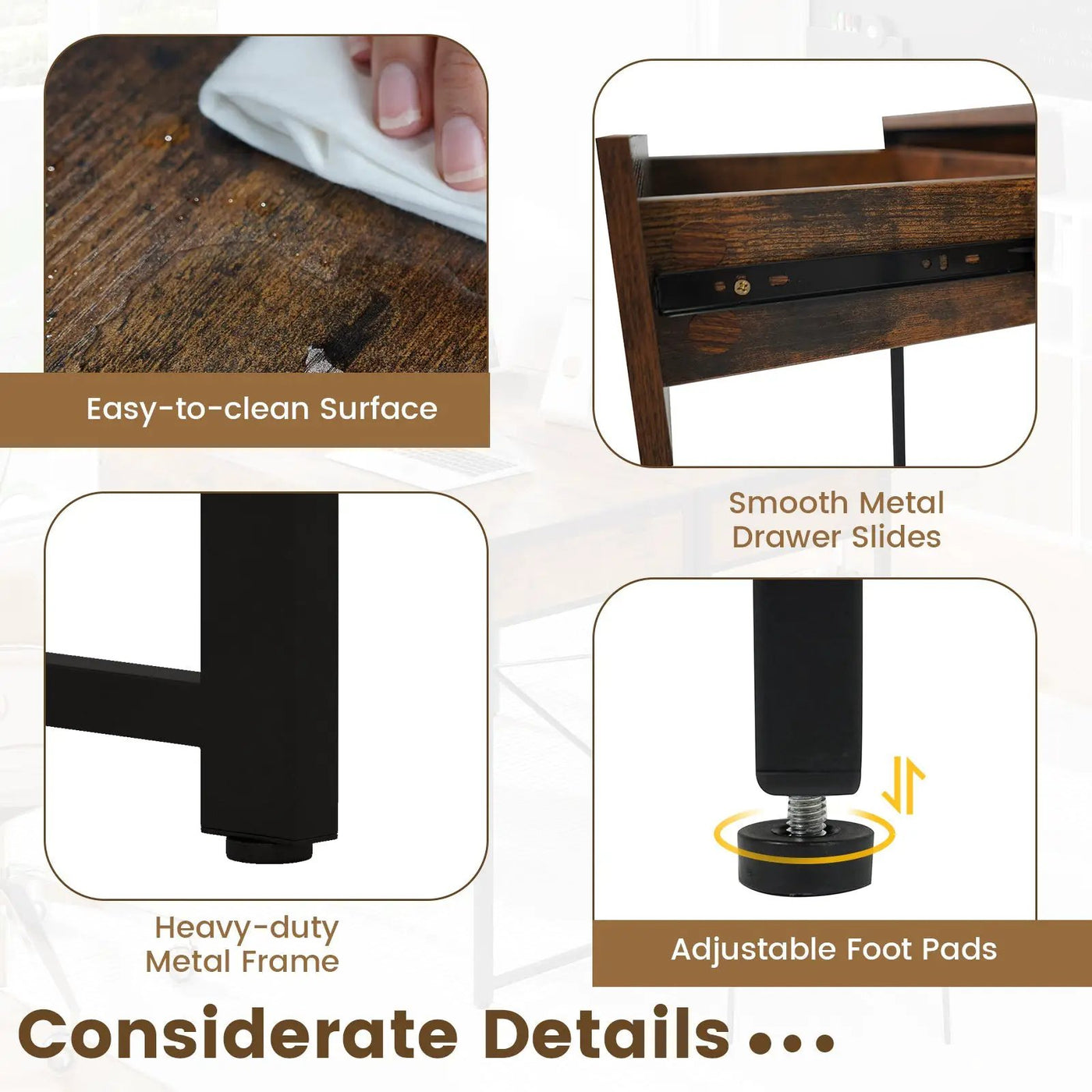 2-Drawer Home Office Desk with Steel Frame by DirectDeals