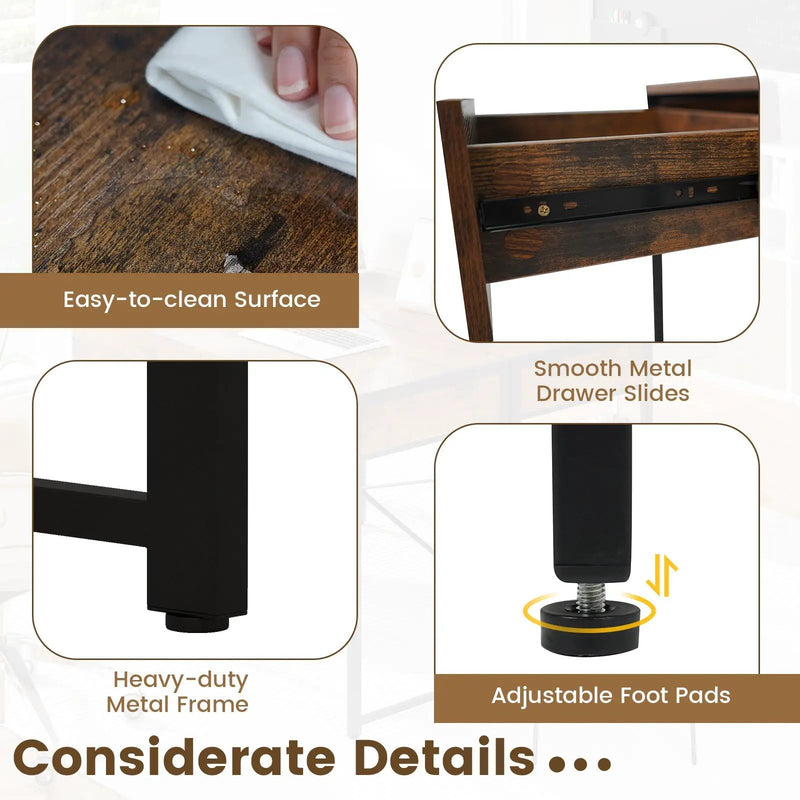2-Drawer Home Office Desk with Steel Frame by DirectDeals