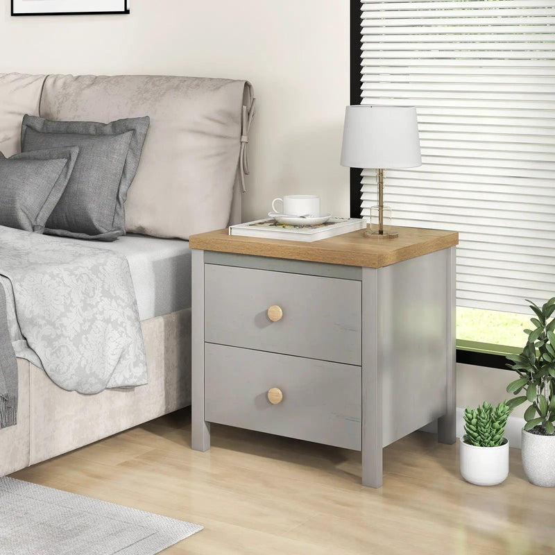2-Drawer Nightstand with Rubber Wood Legs by DirectDeals