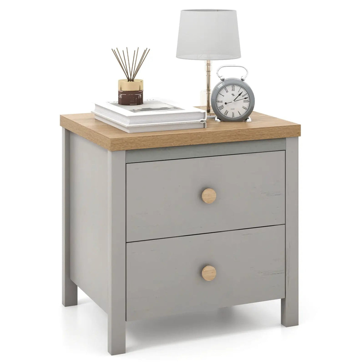 2-Drawer Nightstand with Rubber Wood Legs by DirectDeals