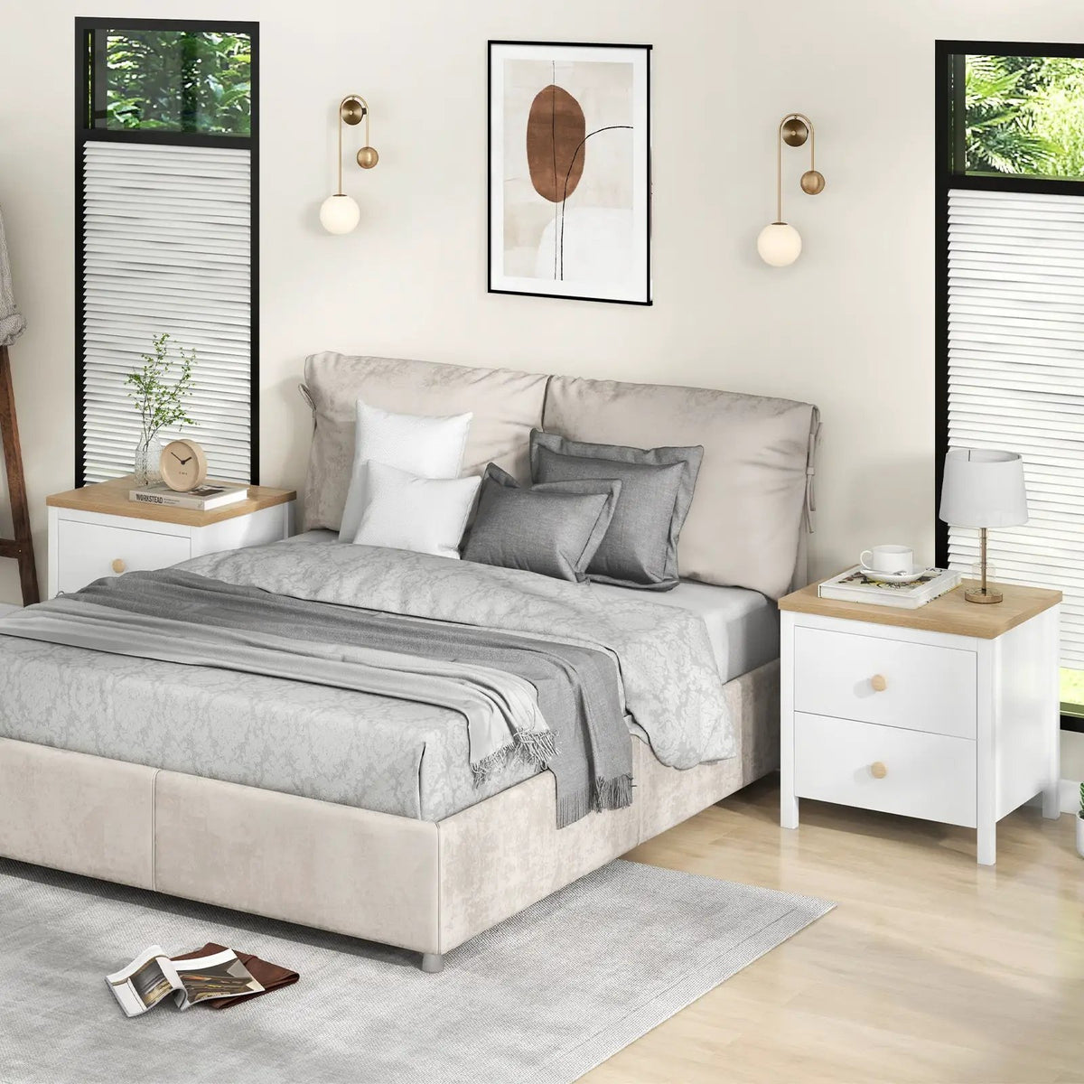 2-Drawer Nightstand with Rubber Wood Legs by DirectDeals