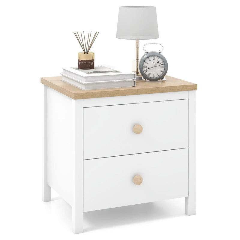 2-Drawer Nightstand with Rubber Wood Legs by DirectDeals