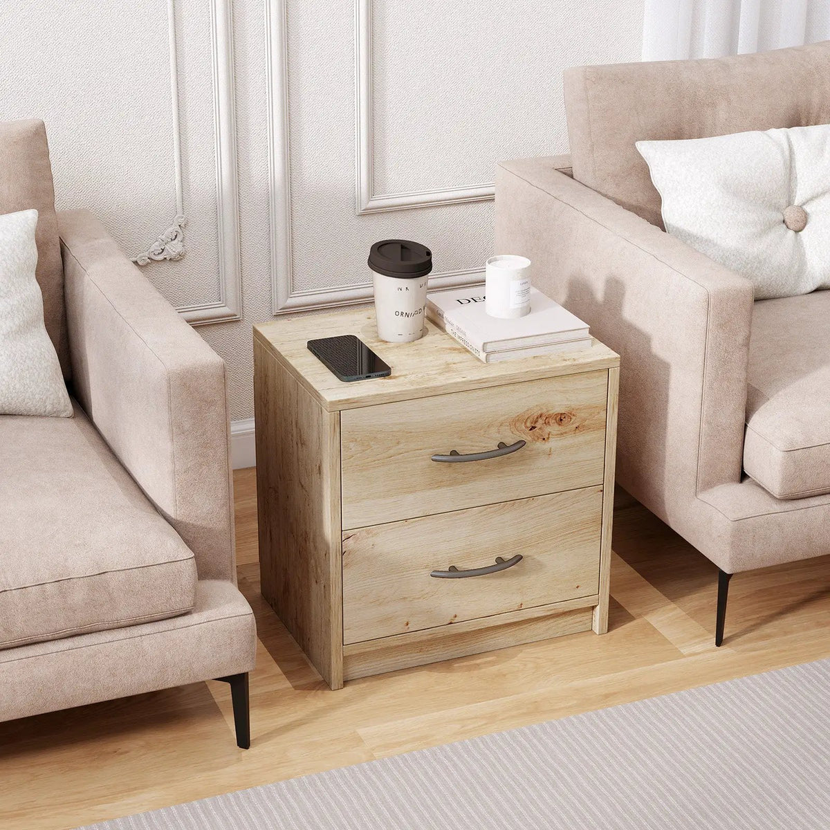 2 Drawer Nightstand with Storage for Living Room by DirectDeals