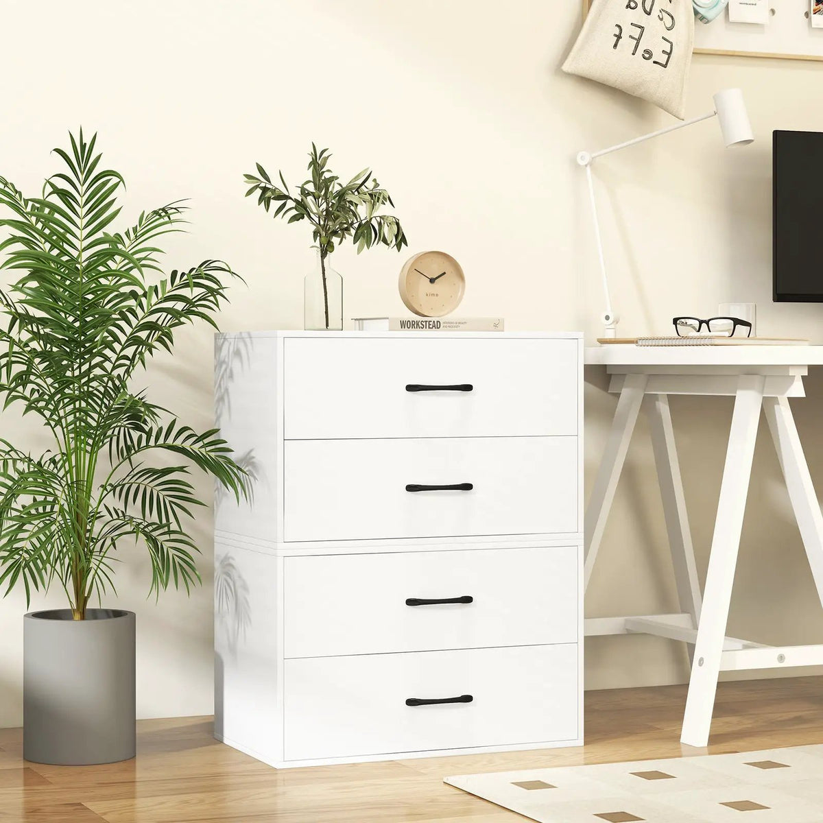 2-Drawer Stackable Horizontal Storage Cabinet Dresser Chest with Handles by DirectDeals