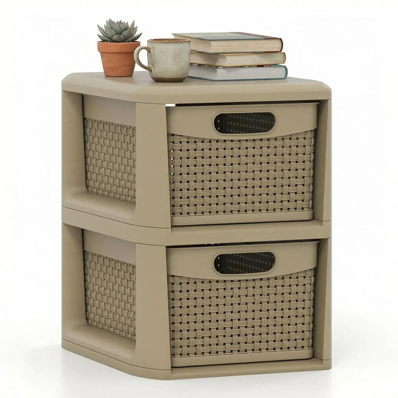 2-Drawer Storage Organizer with Wicker Patterns by DirectDeals
