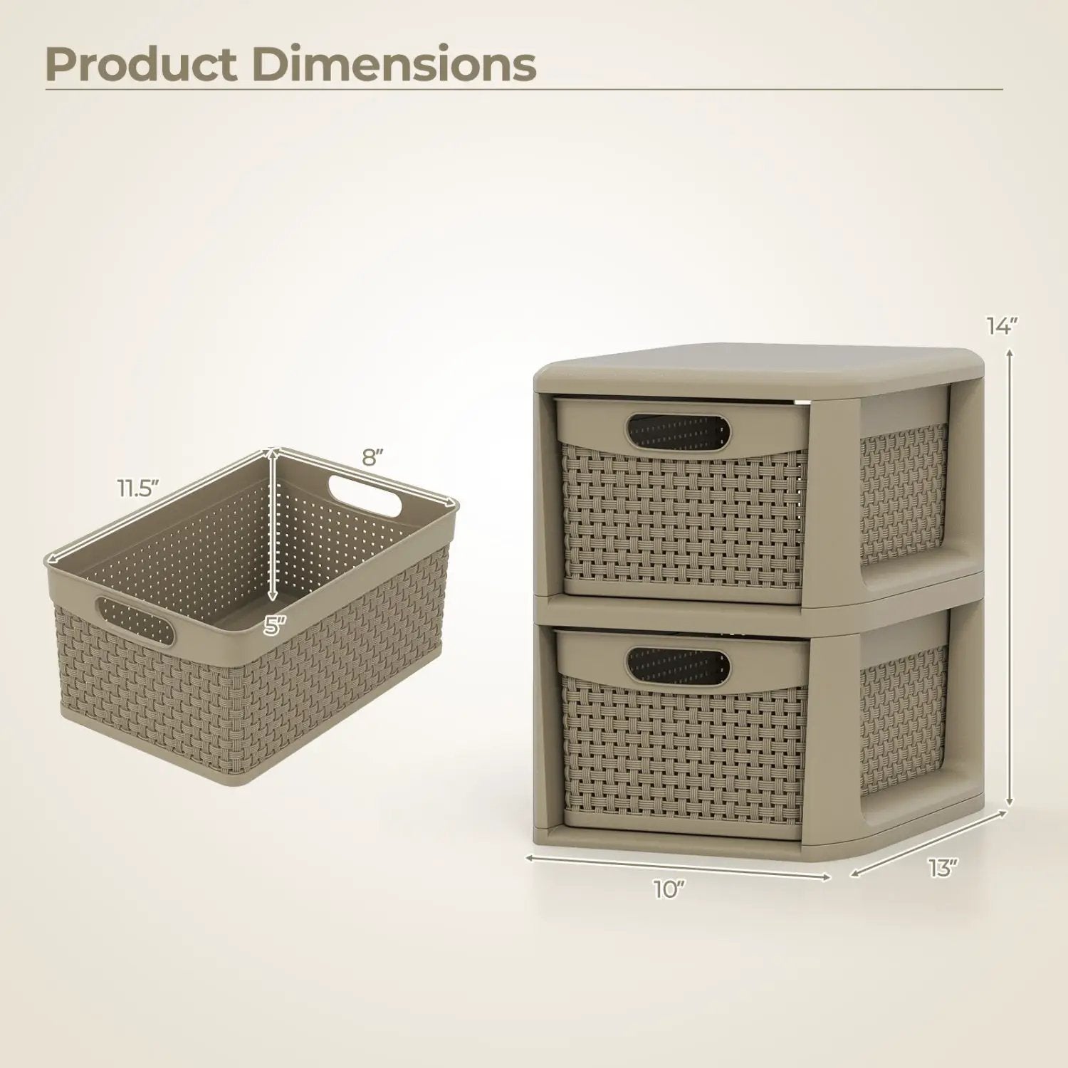2-Drawer Storage Organizer with Wicker Patterns by DirectDeals