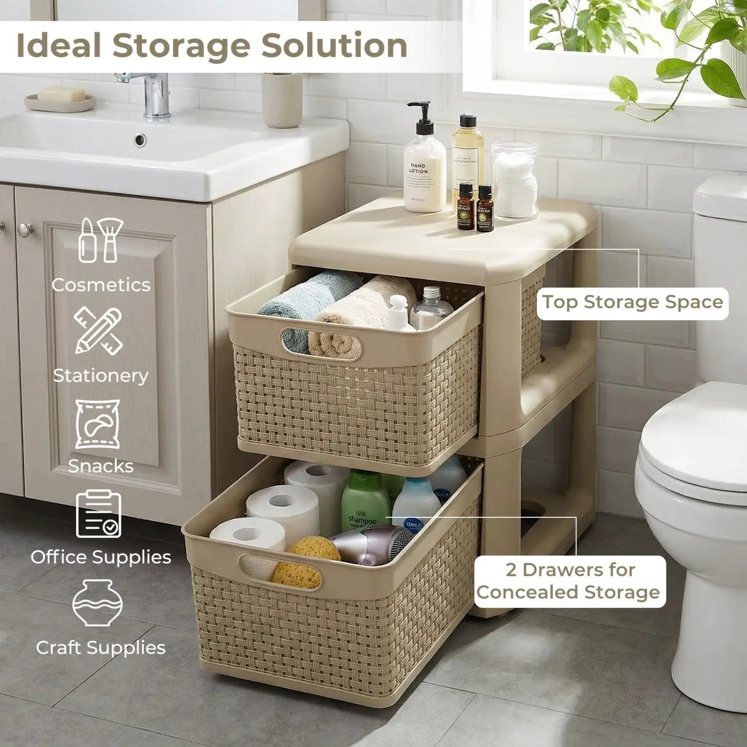 2-Drawer Storage Organizer with Wicker Patterns by DirectDeals