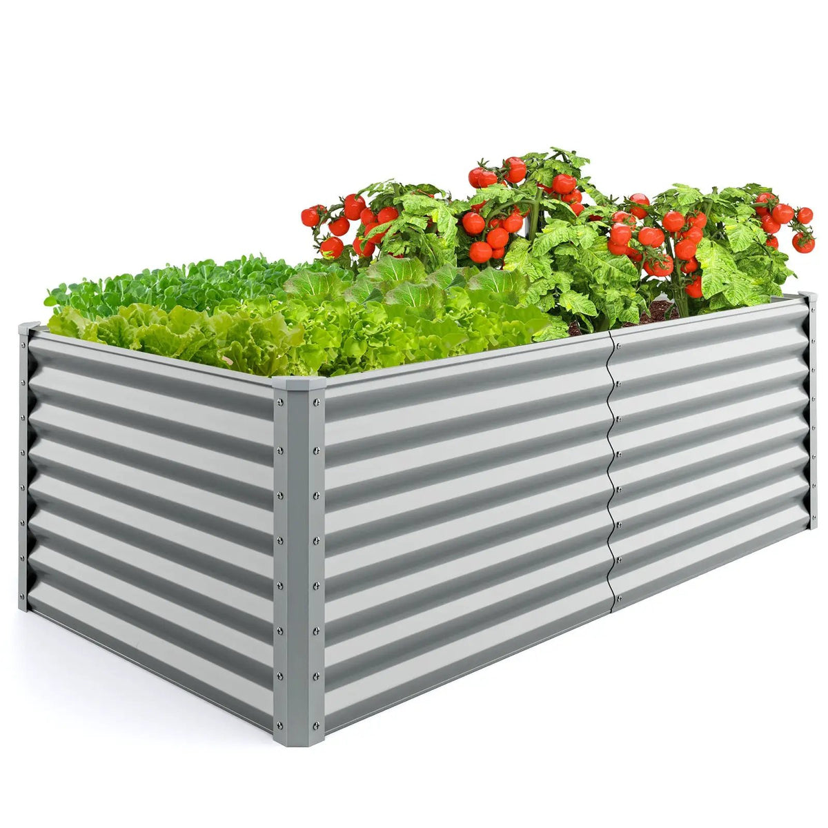 6 x 3 x 2 Feet Metal Rectangular Raised Garden Bed with Open Bottom Design by DirectDeals