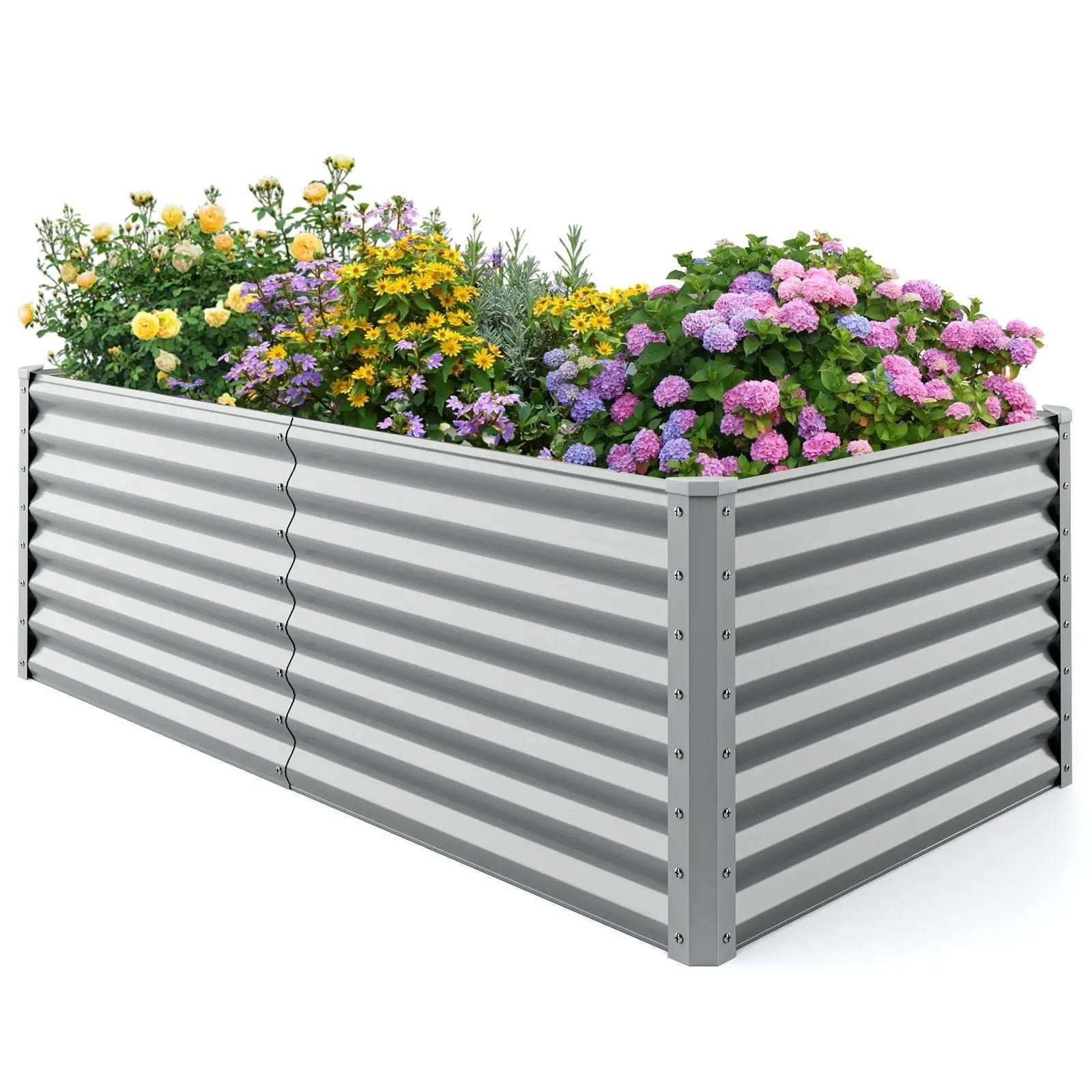 6 x 3 x 2 Feet Metal Rectangular Raised Garden Bed with Open Bottom Design by DirectDeals