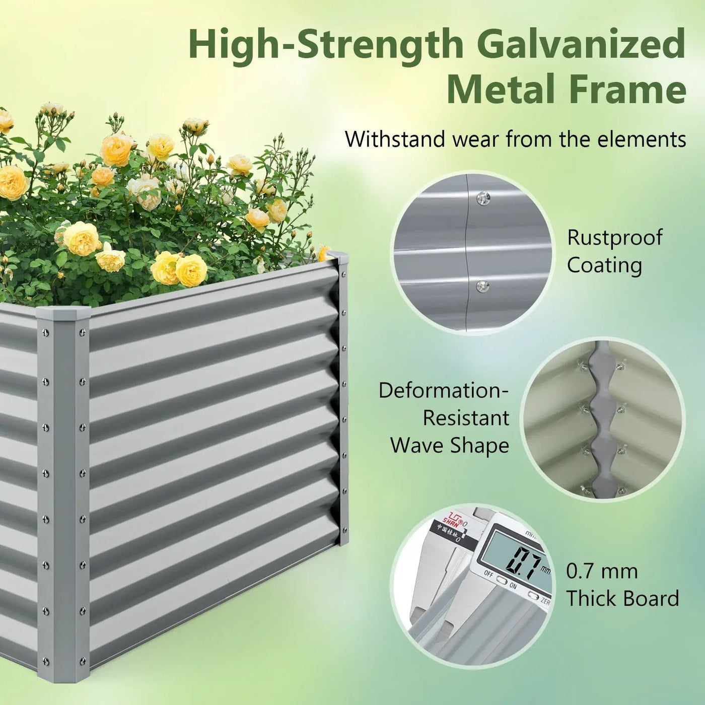 6 x 3 x 2 Feet Metal Rectangular Raised Garden Bed with Open Bottom Design by DirectDeals