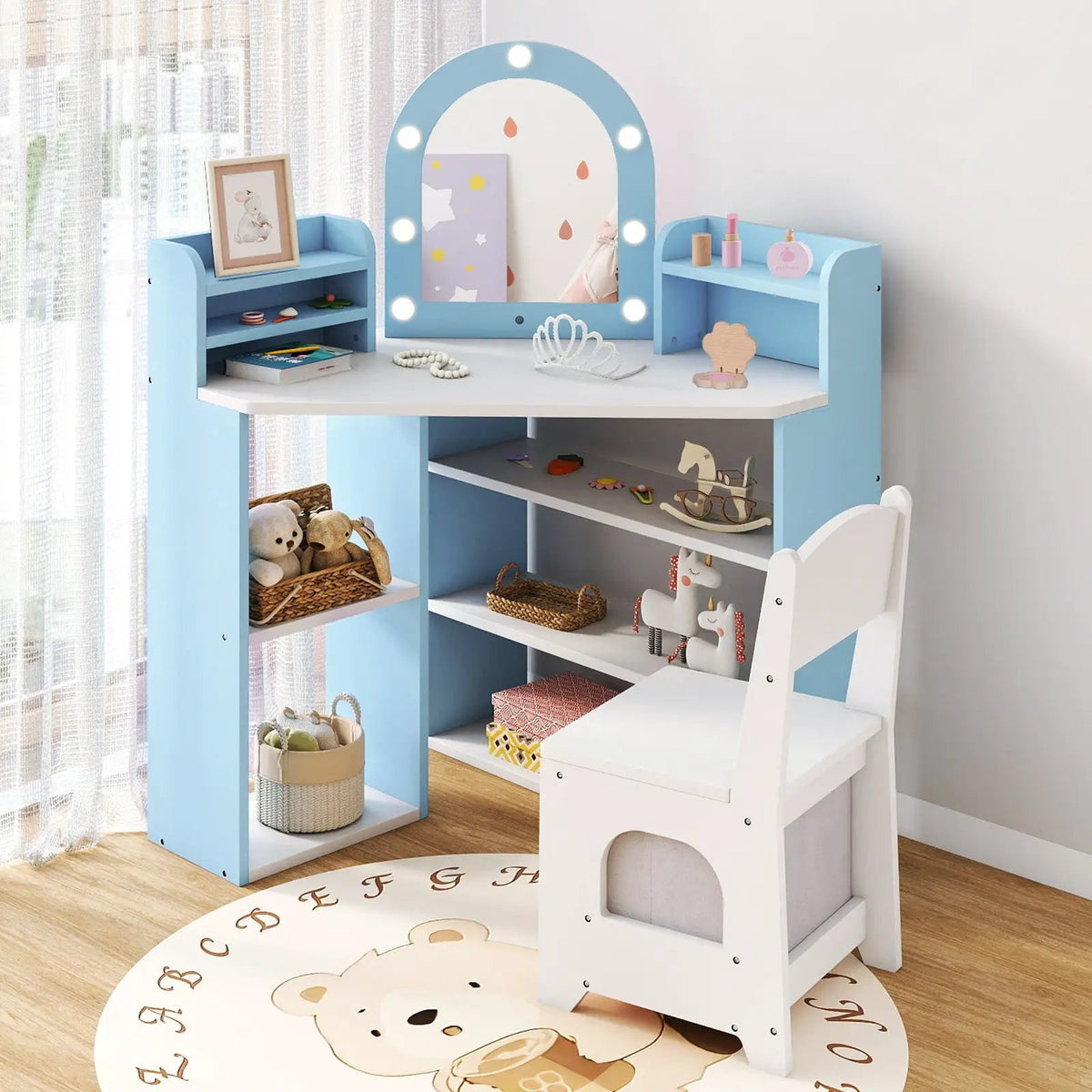 2-In-1 Kids Vanity Set with Lights for Toddlers 3+ Years Old by DirectDeals