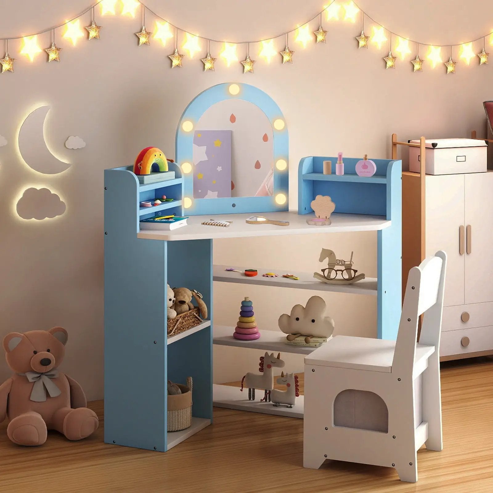 2-In-1 Kids Vanity Set with Lights for Toddlers 3+ Years Old by DirectDeals