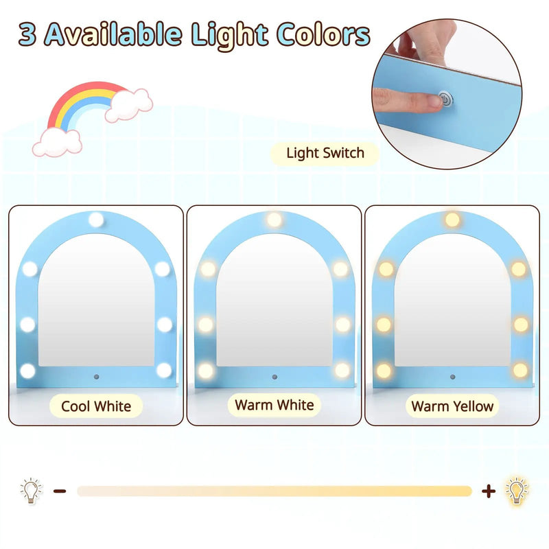 2-In-1 Kids Vanity Set with Lights for Toddlers 3+ Years Old by DirectDeals