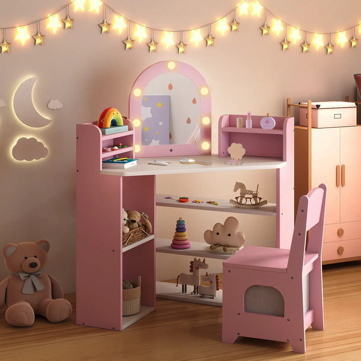 2-In-1 Kids Vanity Set with Lights for Toddlers 3+ Years Old by DirectDeals