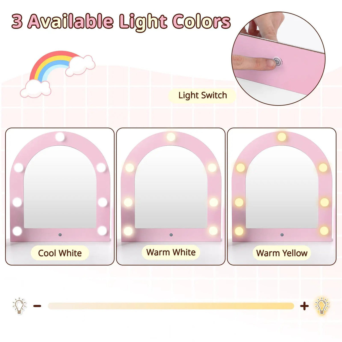 2-In-1 Kids Vanity Set with Lights for Toddlers 3+ Years Old by DirectDeals