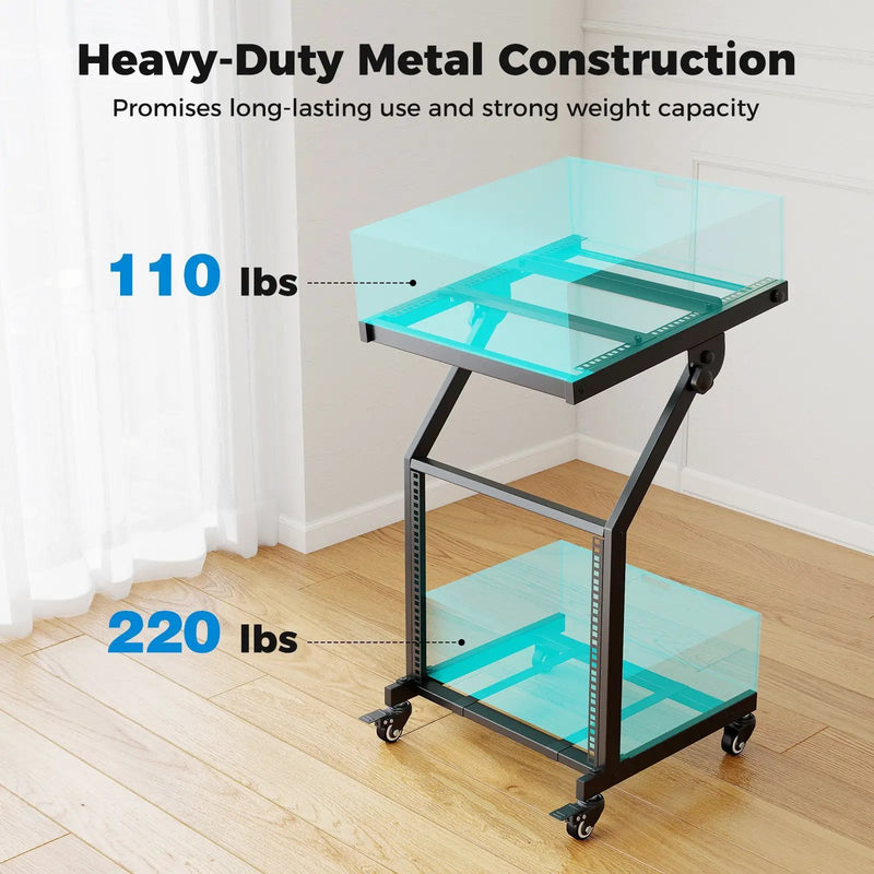 2 Layer Professional Audio Rack Mount with Adjustable Crossbars by DirectDeals
