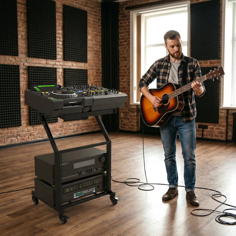 2 Layer Professional Audio Rack Mount with Adjustable Crossbars by DirectDeals