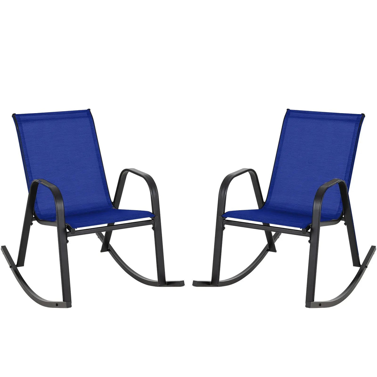 Set of 2 Metal Patio Rocking Chair with Breathable Seat Fabric by DirectDeals