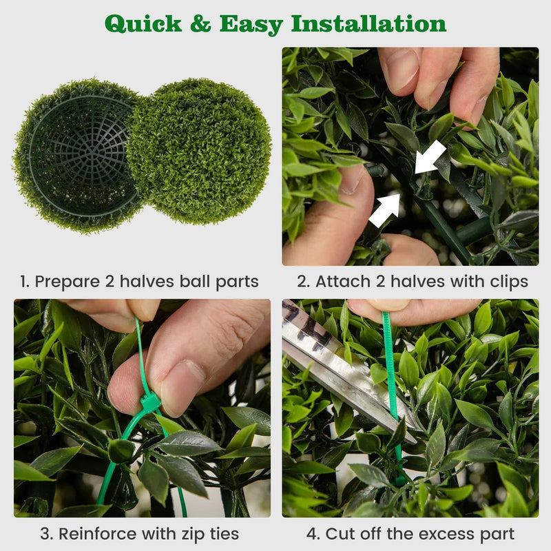 2 PCS 20 Inch Artificial Plant Boxwood Topiary Ball-M by DirectDeals