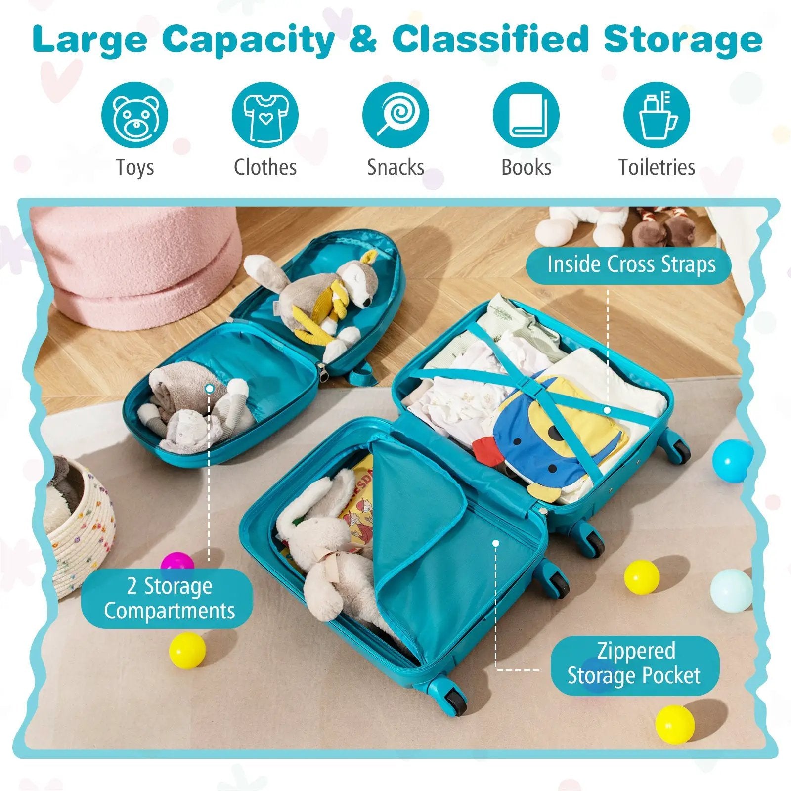 2 PCS Kid Luggage Set With Spinner Wheels for Children Boys Girls by DirectDeals