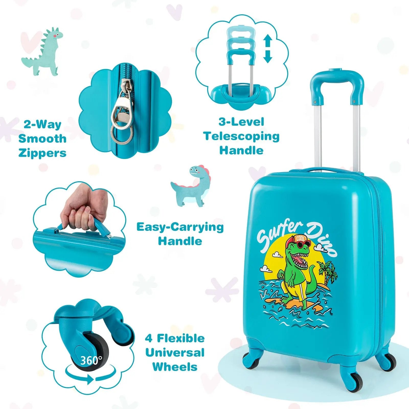 2 PCS Kid Luggage Set With Spinner Wheels for Children Boys Girls by DirectDeals