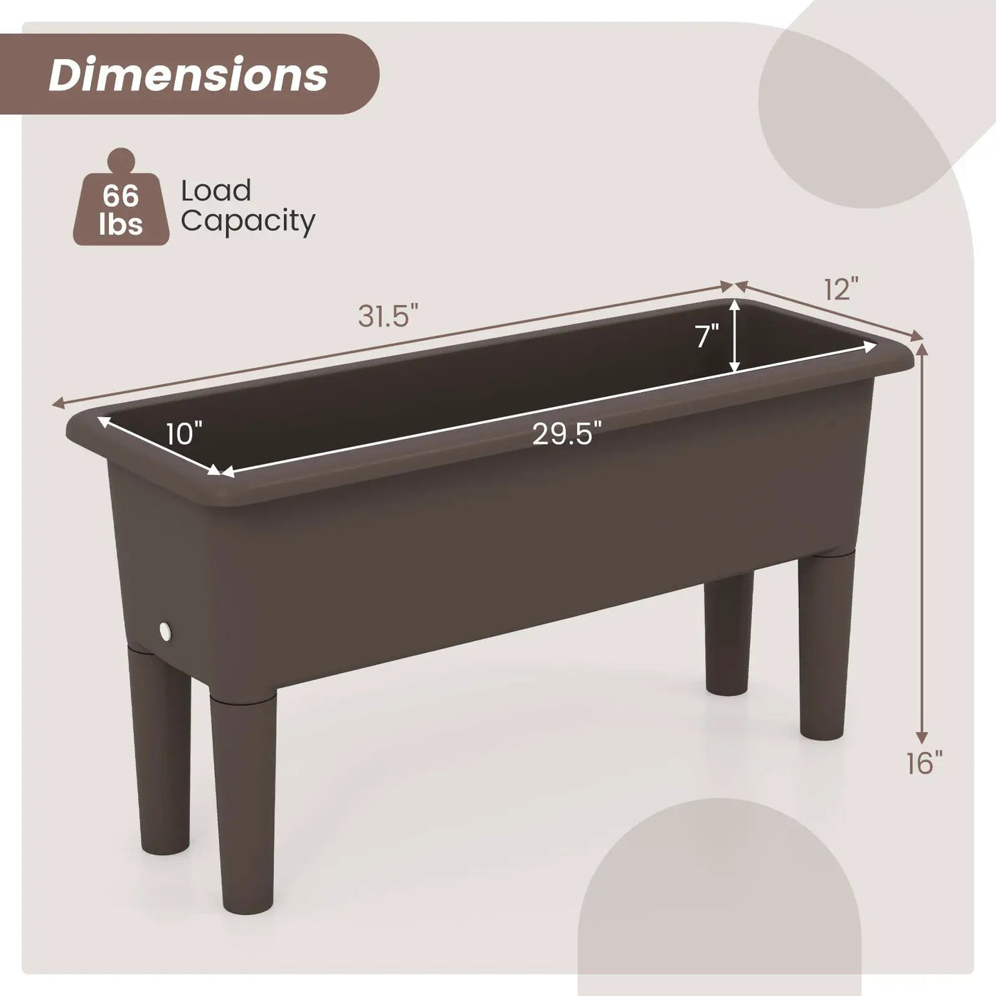2 PCS Raised Garden Beds Self-Watering Planter Box with Detachable Legs and Drainage Hole by DirectDeals