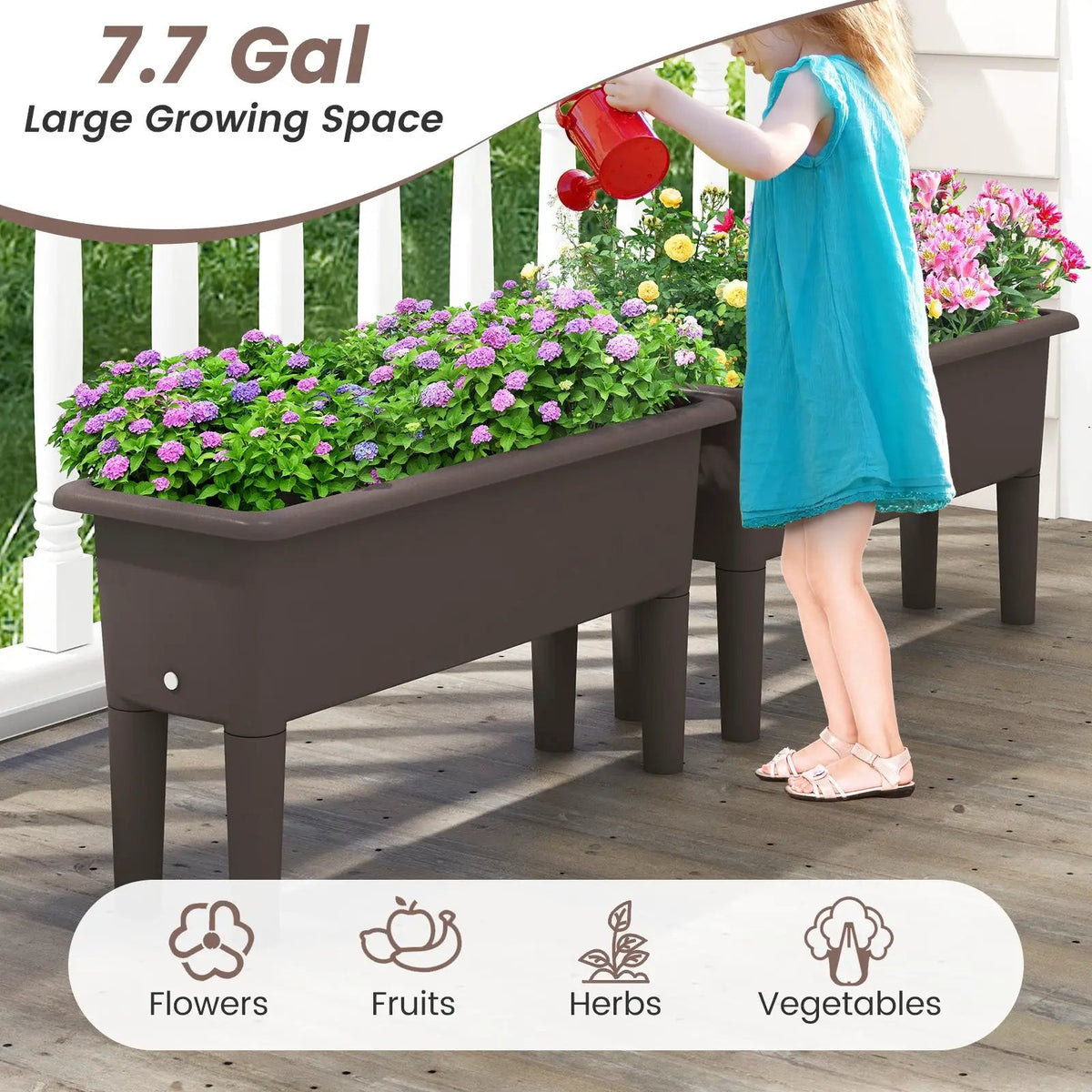 2 PCS Raised Garden Beds Self-Watering Planter Box with Detachable Legs and Drainage Hole by DirectDeals