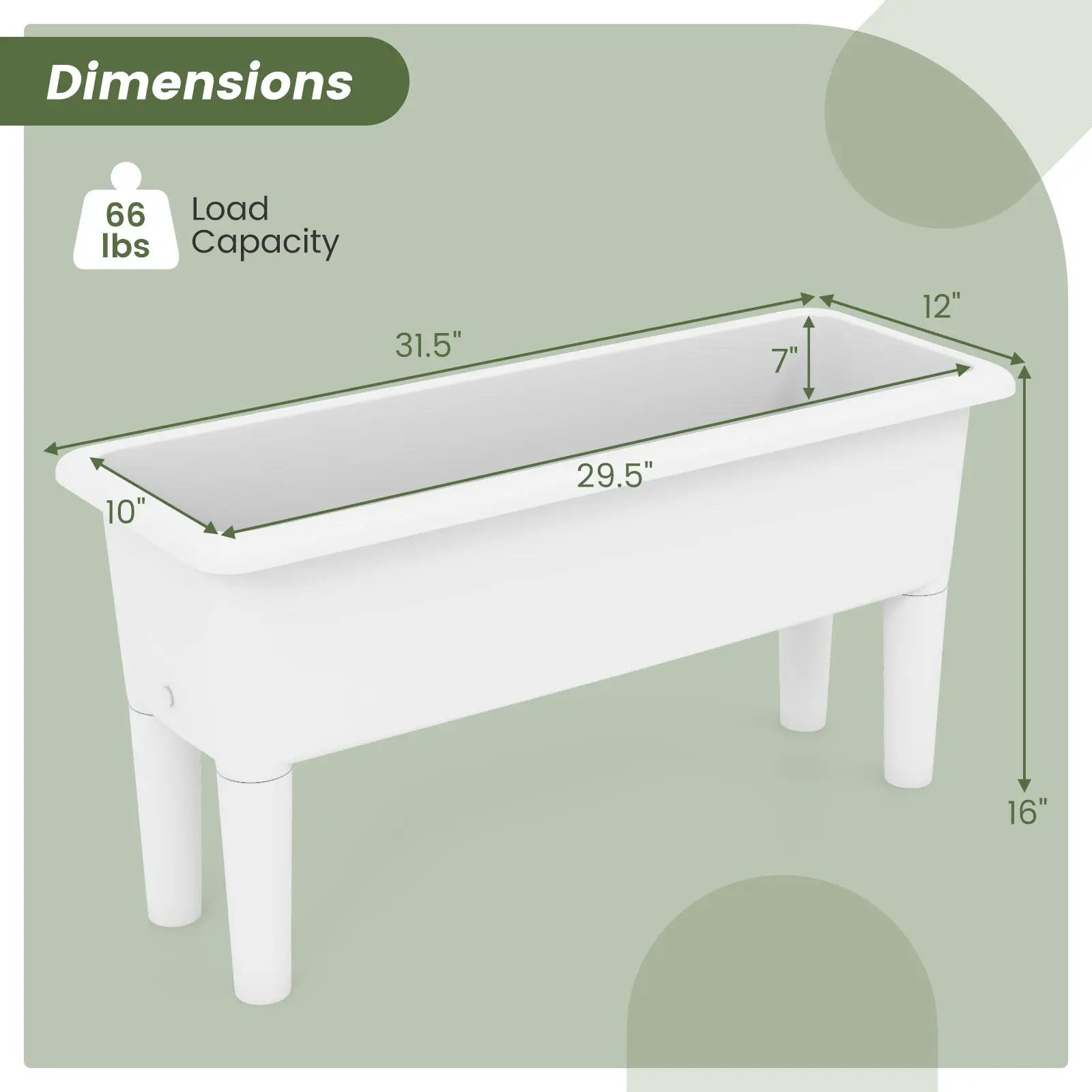 2 PCS Raised Garden Beds Self-Watering Planter Box with Detachable Legs and Drainage Hole by DirectDeals
