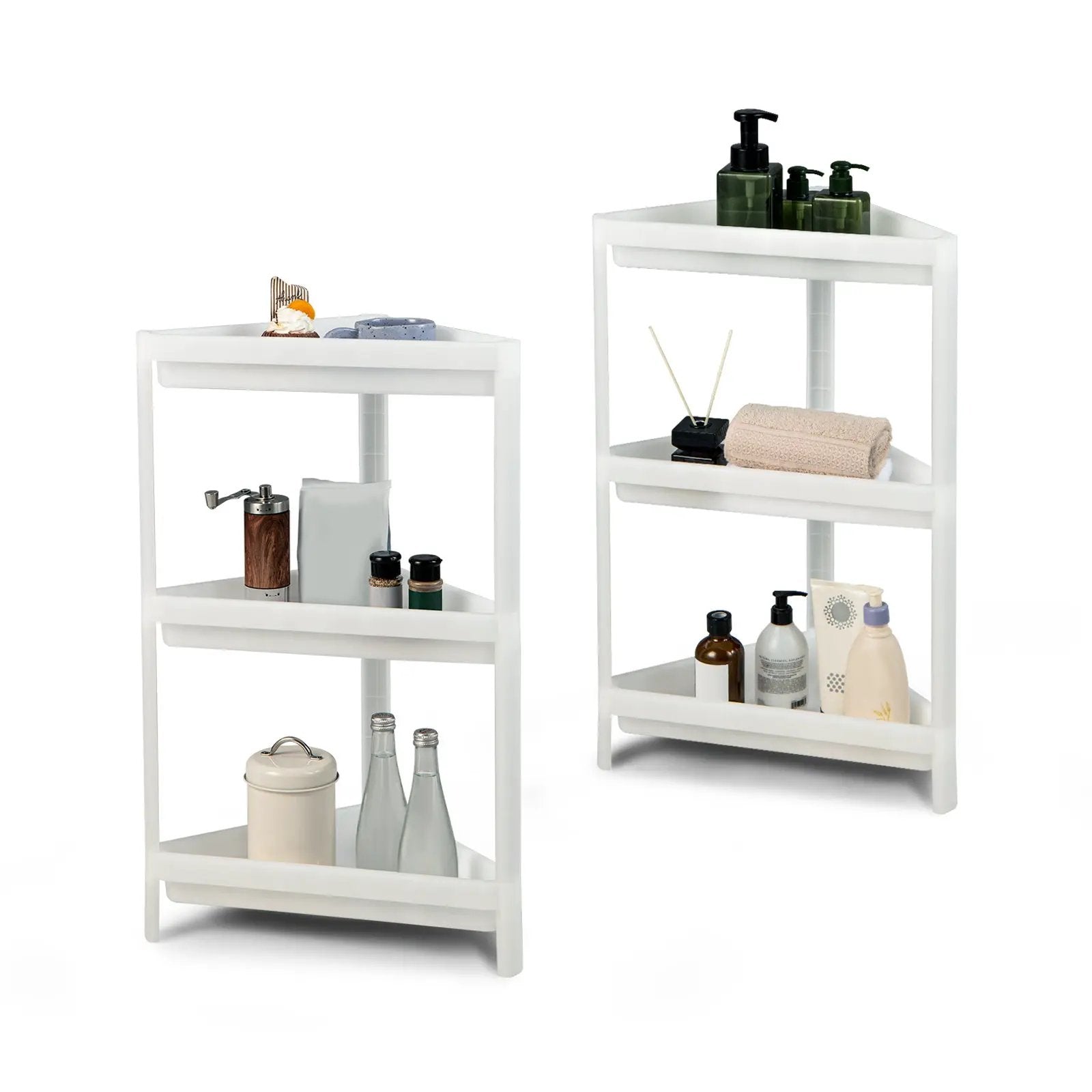 2 Pack 3-Tier Detachable Floor Corner Shower Shelf with Drainage Holes-White by DirectDeals