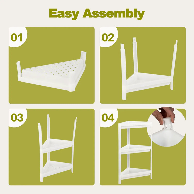 2 Pack 3-Tier Detachable Floor Corner Shower Shelf with Drainage Holes-White by DirectDeals