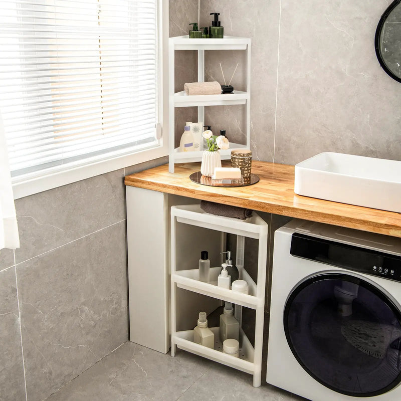 2 Pack 3-Tier Detachable Floor Corner Shower Shelf with Drainage Holes-White by DirectDeals