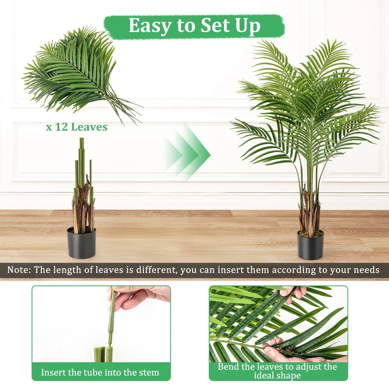 2 Pack 4.2 Feet Tall Artificial Palm Paradise Plant Large Fake Potted Tree-Green by DirectDeals