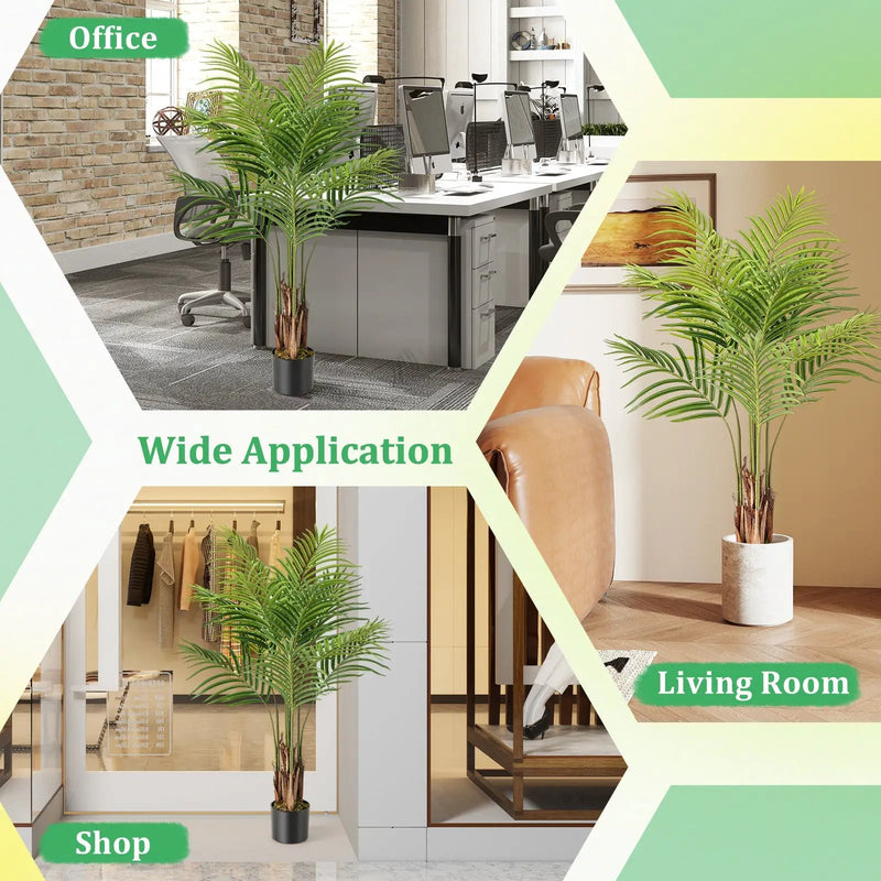 2 Pack 4.2 Feet Tall Artificial Palm Paradise Plant Large Fake Potted Tree-Green by DirectDeals