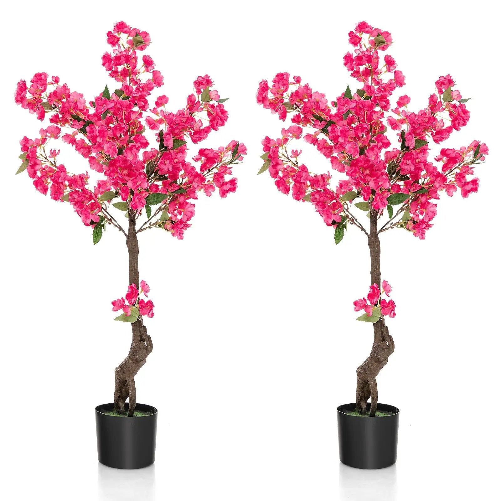 2 Pack 41 Inch Artificial Plum Blossom Tree Fake Floral Plant with 92 Flowers-Red by DirectDeals