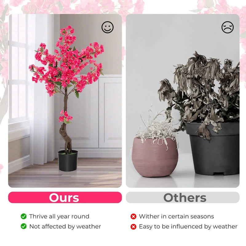 2 Pack 41 Inch Artificial Plum Blossom Tree Fake Floral Plant with 92 Flowers-Red by DirectDeals