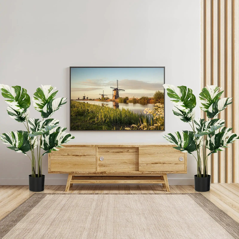 2 Pack 4 Feet Artificial Monstera Deliciosa Plants for Home Office by DirectDeals