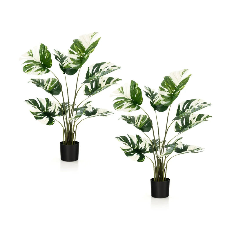 2 Pack 4 Feet Artificial Monstera Deliciosa Plants for Home Office by DirectDeals