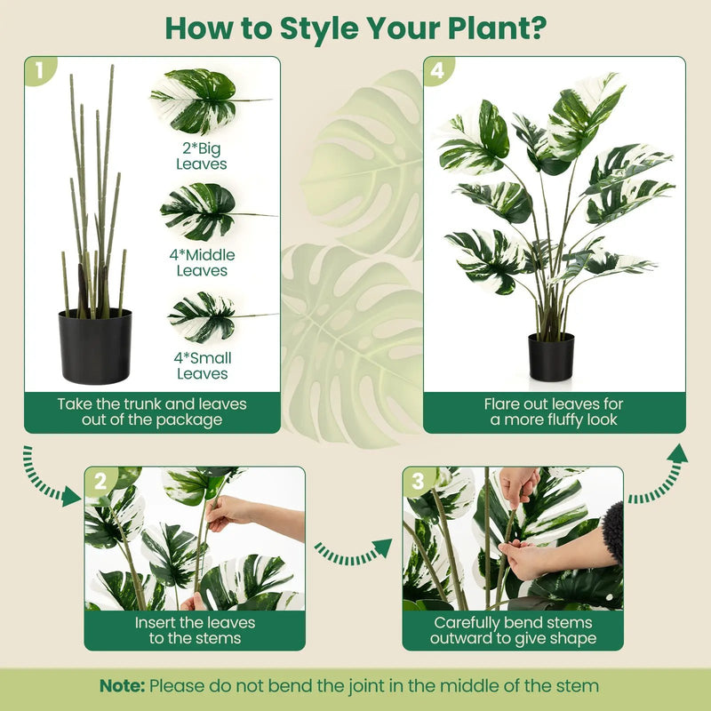 2 Pack 4 Feet Artificial Monstera Deliciosa Plants for Home Office by DirectDeals
