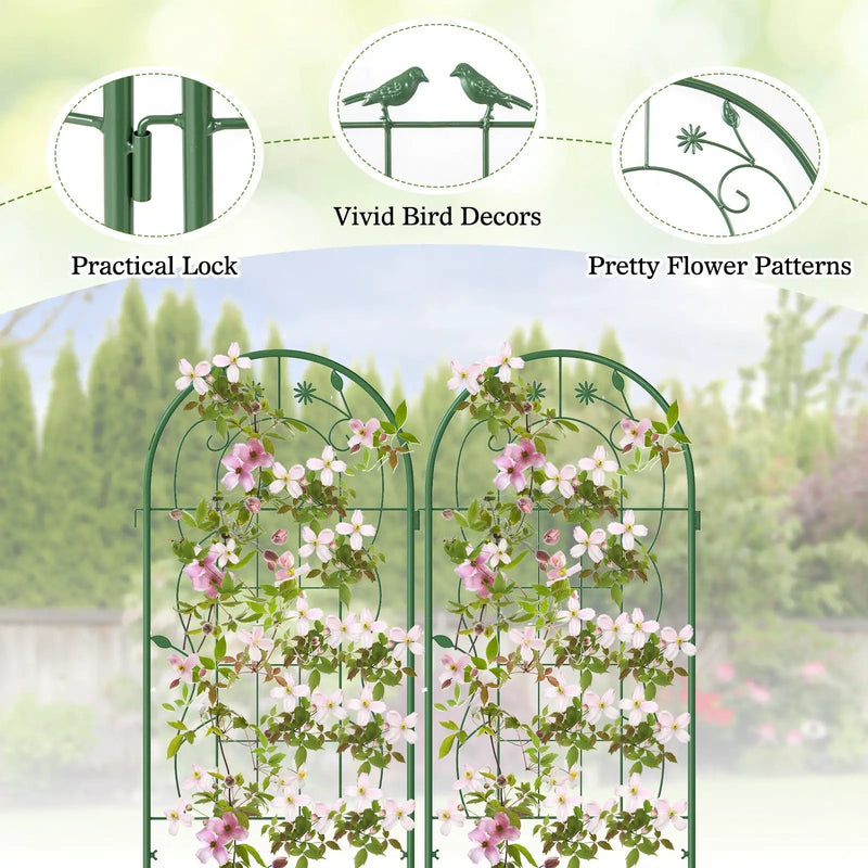 2 Pack 71 x 20 Inch Metal Garden Trellis Rustproof Plant Support for Climbing Plants by DirectDeals