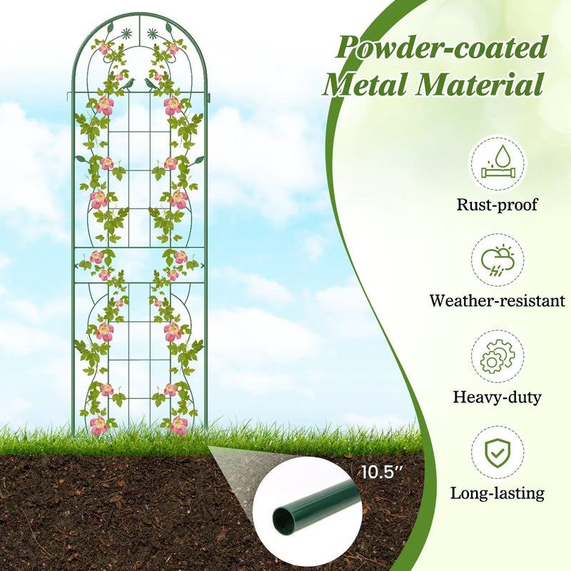2 Pack 71 x 20 Inch Metal Garden Trellis Rustproof Plant Support for Climbing Plants by DirectDeals