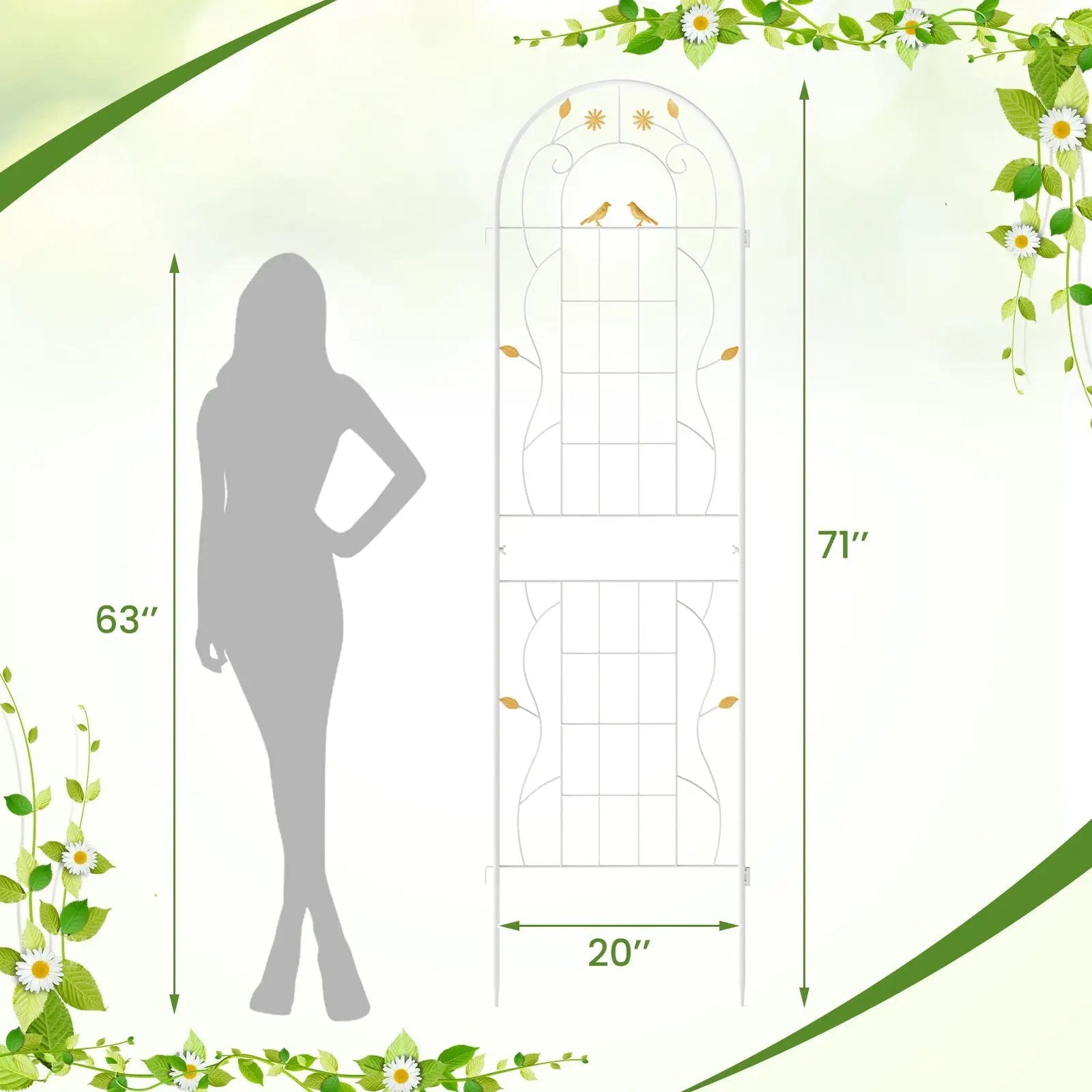 2 Pack 71 x 20 Inch Metal Garden Trellis Rustproof Plant Support for Climbing Plants by DirectDeals