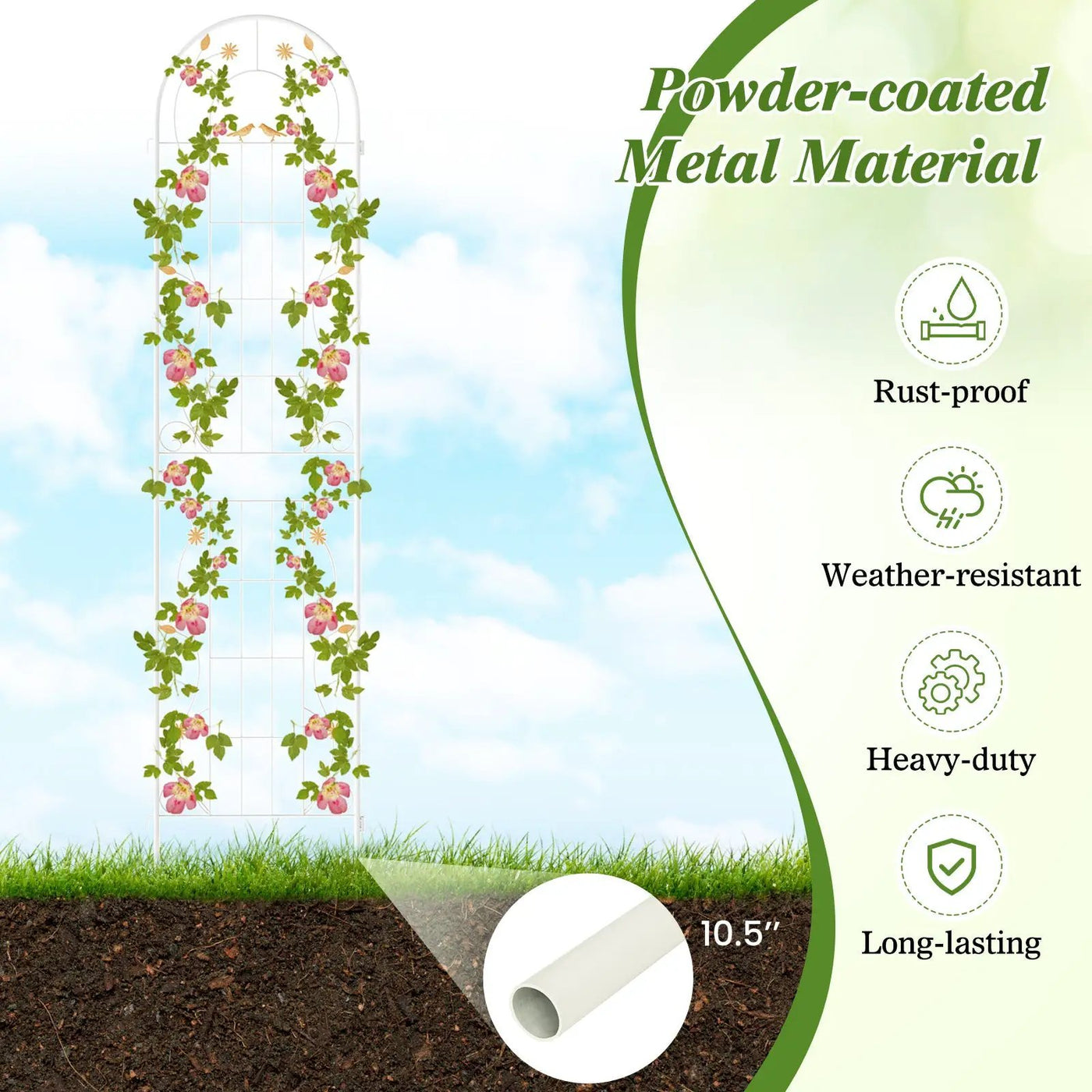 2 Pack 86.5 x 20 Inches Metal Garden Trellis for Climbing Plants by DirectDeals