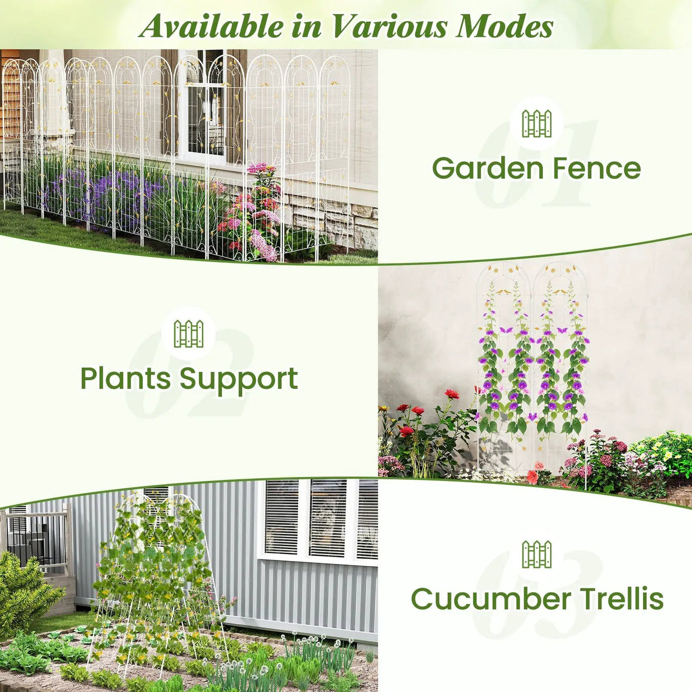 2 Pack 86.5 x 20 Inches Metal Garden Trellis for Climbing Plants by DirectDeals