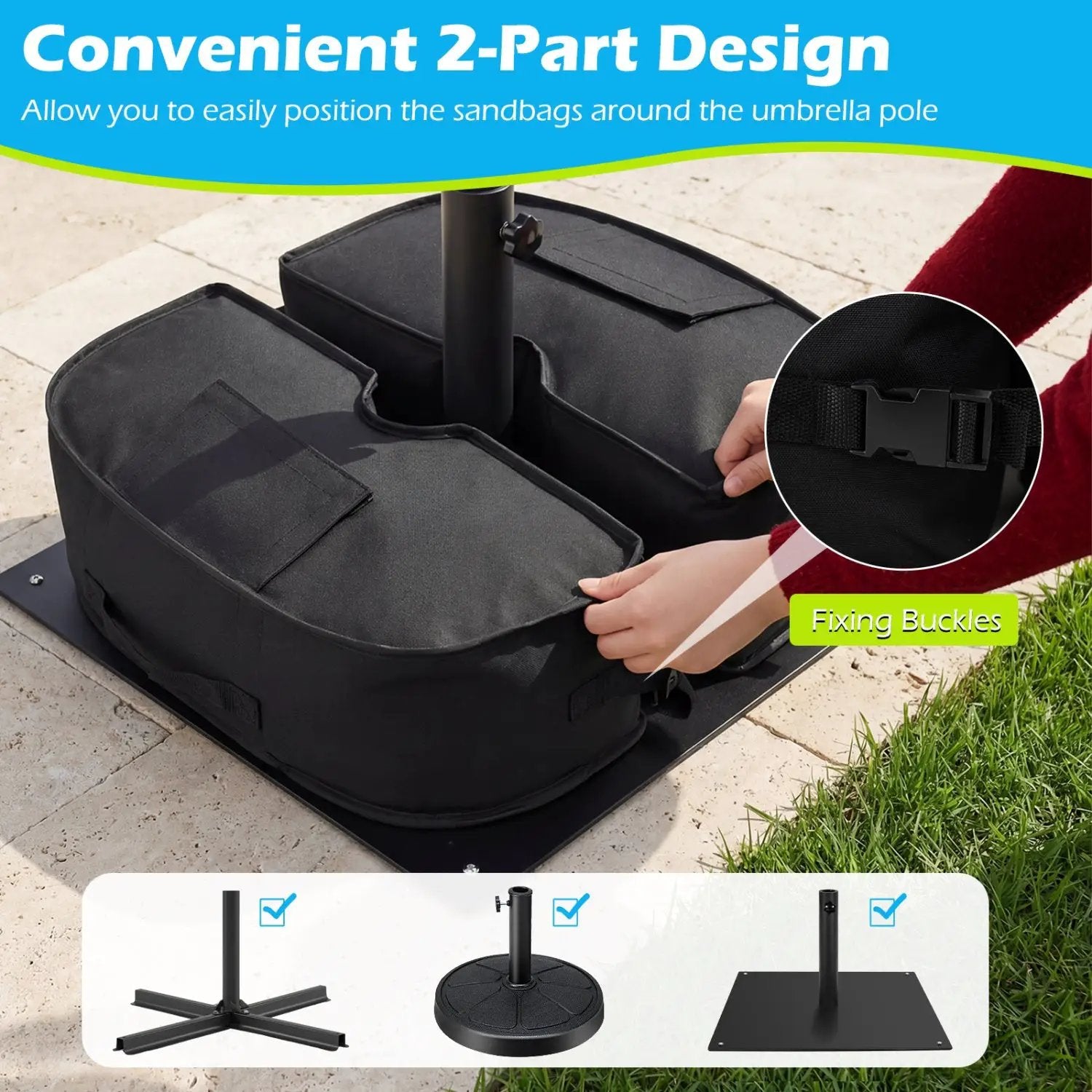 2-Pack 90 LBS Umbrella Base Weight Sandbags by DirectDeals